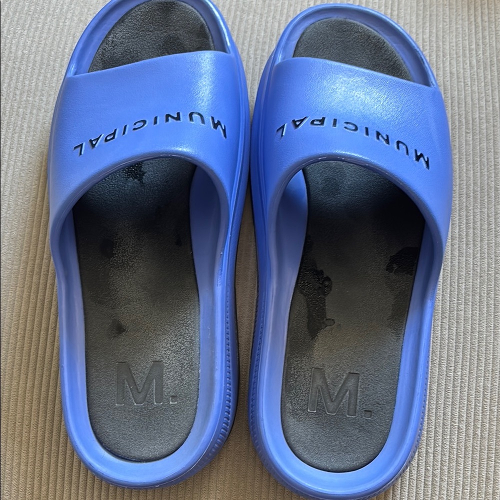 Blue Municipal Slide Sandals
